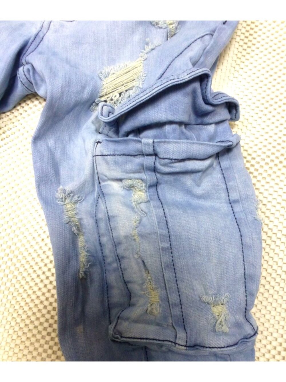Rockstar Original Trashed Light Blue Distressed Flare Jeans RSM205 30x36 Cargo P - Picture 5 of 16